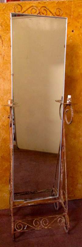 THIS IS STUNNING VINTAGE CHEVAL MIRROR WITH TWO CANDLE HOLDERS ON THE SIDE