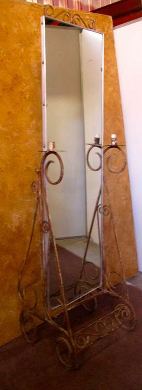 THIS IS STUNNING VINTAGE CHEVAL MIRROR WITH TWO CANDLE HOLDERS ON THE SIDE