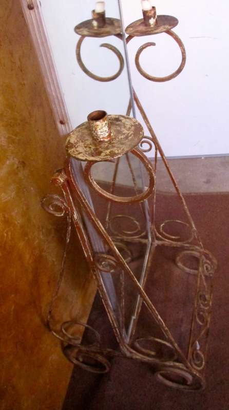 THIS IS STUNNING VINTAGE CHEVAL MIRROR WITH TWO CANDLE HOLDERS ON THE SIDE