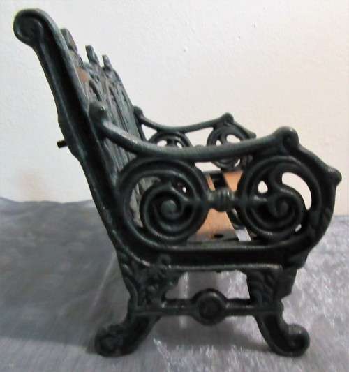 A Marvelous Vintage Wood and Cast Iron Miniature Park Bench / Doll Furniture Stunning Display