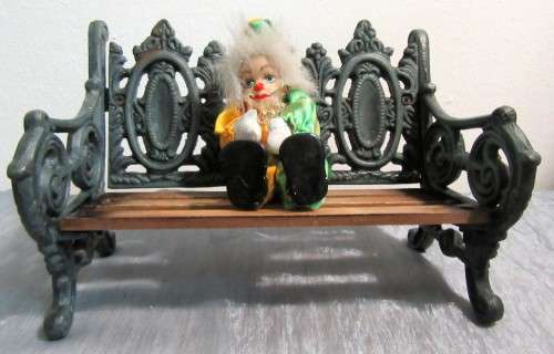 A Marvelous Vintage Wood and Cast Iron Miniature Park Bench / Doll Furniture Stunning Display