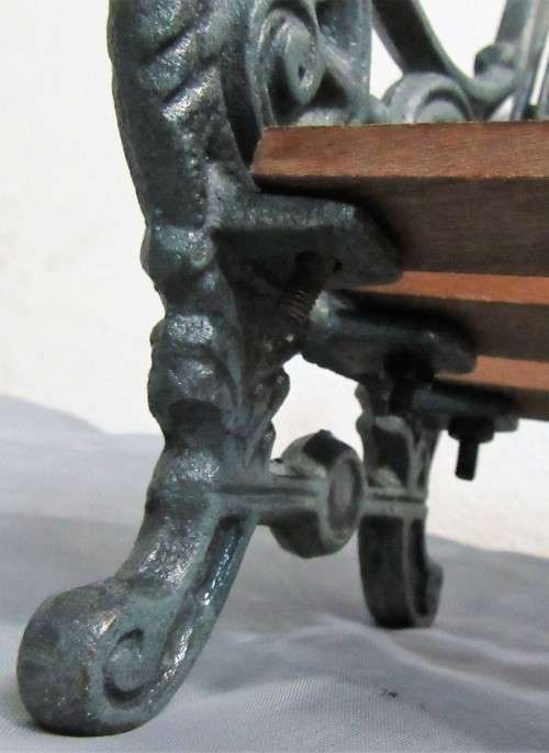 A Marvelous Vintage Wood and Cast Iron Miniature Park Bench / Doll Furniture Stunning Display