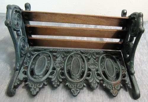 A Marvelous Vintage Wood and Cast Iron Miniature Park Bench / Doll Furniture Stunning Display