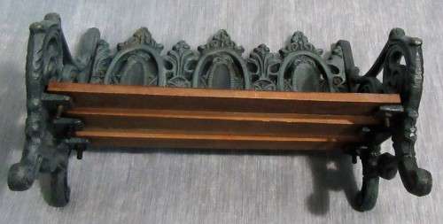 A Marvelous Vintage Wood and Cast Iron Miniature Park Bench / Doll Furniture Stunning Display