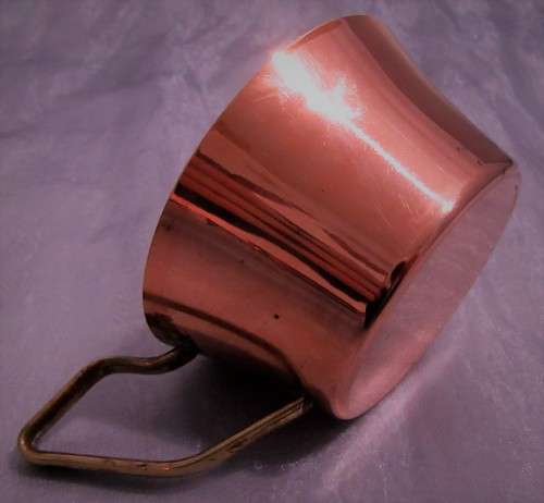 XMAS PROMOTION !!!!  attractive antique tin-lined half pint copper cups with a brass handle.