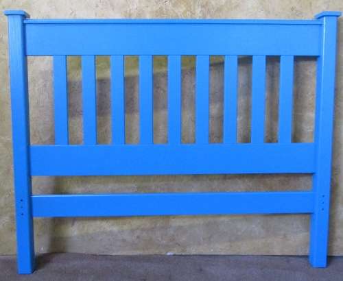 A FANTASTIC SLATED DOUBLE HEADBOARD FOR A SPLACH OF COLOR IN THE BEDROOM