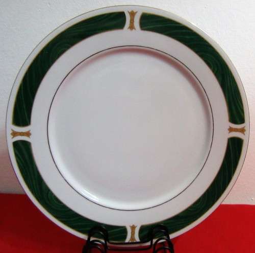 ELGANT & STYLISH SET OF SIX ROYAL CHINA DINNER PLATES EMERALD MARBLE WITH A STUNNING DARK GREEN & GO
