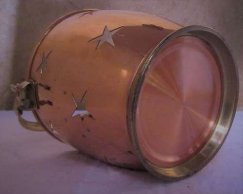 A FANTASTIC VINTAGE BRASS & COPPER BUCKET WITH STAR CUT OUTS IT WILL LOOK BEAUTIFUL WITH A CANDLE