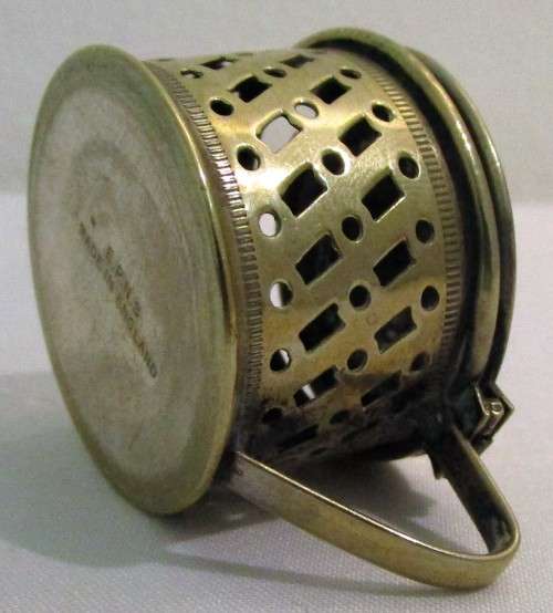 A GORGEOUS LITTLE MUSTARD POT HOLDER SILVER PLATED MADE IN ENGLAND