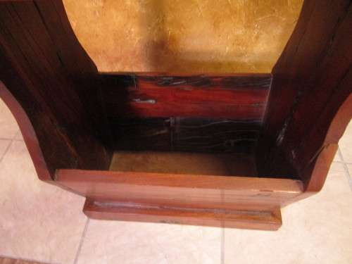 A MARVELOUS SOLID TEAK SIDE TABLE WITH A MAGAZINE RACK