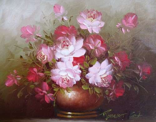 A STUNNING ORIGINAL ROBERT COX STILL LIFE OIL PAINTING ON BOARD WITH STUNNING FRAME! BEAUTIFUL ART