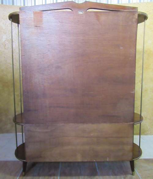 A VERY DIFFERENT IMBUIA BALL & CALW GLASS CABINET WITH A MIRROR AT THE BACK FINISHED OF WITH BRASS