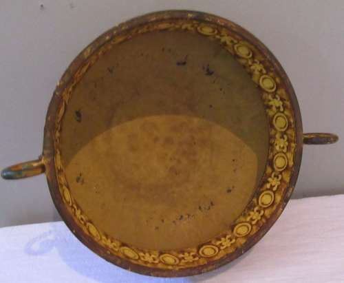 A GORGEOUS LARGE HAMERD METAL DECORATIVE BOWL WITH A ANTIQUE PAINT FINISH