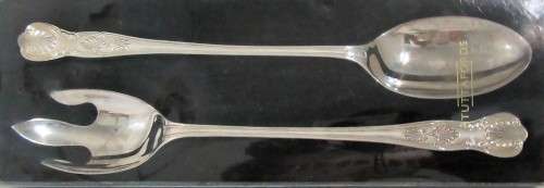 TWO ELEGANT & STYLISH 32CM LONG STATORFORDS SALAD SPOONS IN THE ORIGINAL BOX STUNNING DESIGN