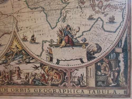 A BEAUTIFUL LARGE FRAMED ATLAS PRINT STUNNING OFFICE DECOR 82cm x 105cm