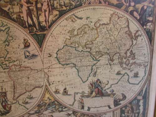 A BEAUTIFUL LARGE FRAMED ATLAS PRINT STUNNING OFFICE DECOR 82cm x 105cm