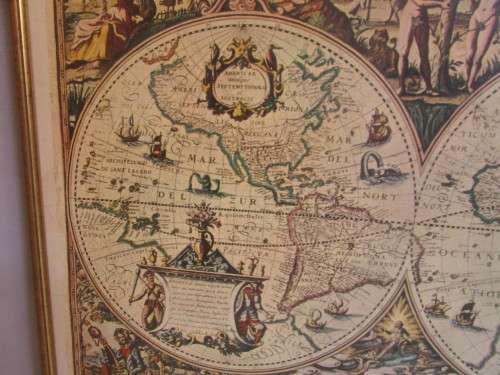 A BEAUTIFUL LARGE FRAMED ATLAS PRINT STUNNING OFFICE DECOR 82cm x 105cm