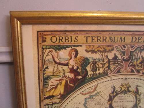 A BEAUTIFUL LARGE FRAMED ATLAS PRINT STUNNING OFFICE DECOR 82cm x 105cm