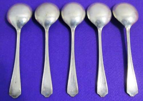 5 x  Soup Spoons - SHEFFIELD ENGLAND