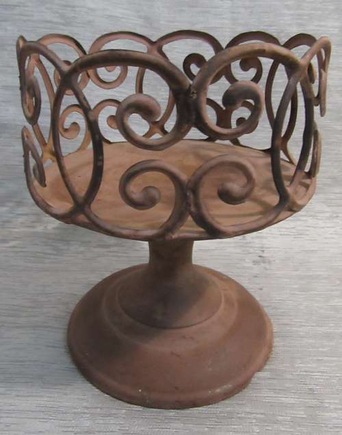 A MARVELOUS  RUSTIC - POT STAND OR CANDLE HOLDER FOR A THICK CANDEL