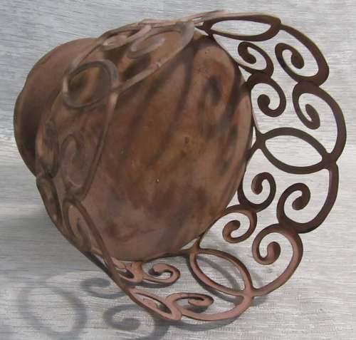 A MARVELOUS  RUSTIC - POT STAND OR CANDLE HOLDER FOR A THICK CANDEL