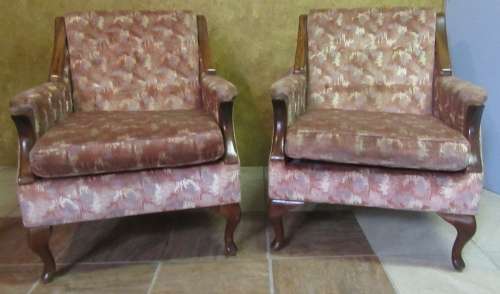 TWO GORGEOUS QUEEN ANN SINGLE SEATERS  - WILL LOOK STUNNING IN A NEW MODERN FABRIC