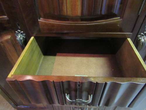 A stunning Three door solid Imbuia wardrobe with solid brass embellishments & ample space