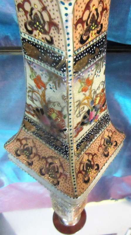 Pair of SATSUMA vintage oriental porcelain candle stick holders PRICE FOR BOTH
