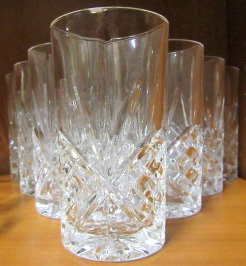TEN SOMERSET HAND CUT LEAD CRYSTAL TALL TUMBLER GLASSES IN MINT CONDITTION
