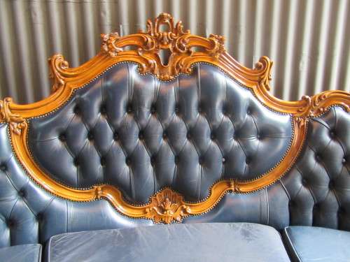 VINTAGE ITALLIAN SOLLID HAND CARVED LEATHER FOUR SEATER SOFA
