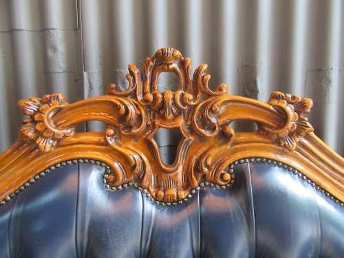 VINTAGE ITALLIAN SOLLID HAND CARVED LEATHER FOUR SEATER SOFA