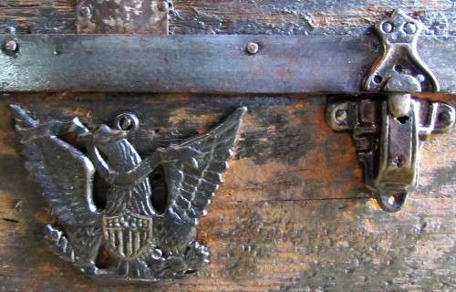 WOW A MARVELOUS LARGE ANTIQUE WOODEN AND METAL TRUNK