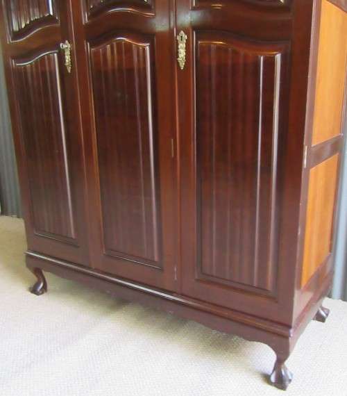 A GORGEOUS THREE DOOR VINTAGE BALL & CLAW WARDROBE WITH LOTS OF VINTAGE CHARM