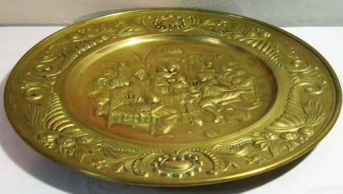A LOVELY LARGE HAMERD BRASS WALL PLATE
