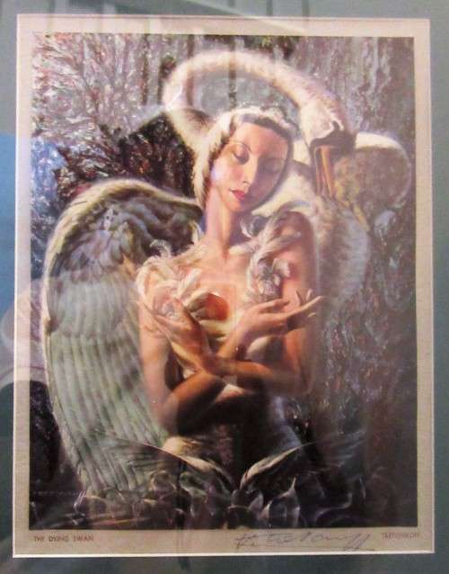 A very rare print of "THE DYING SWAN" by TRETCHIKOFF "double signature" - original signitare by him.