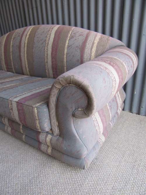 A VERY COMFORTABLE 3 SEATER SOFA FABRIC IS FAIR ONE OR TWO SCUFS - OR FOR RECOVERY
