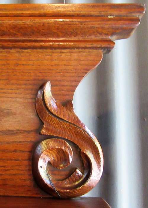 Antique Carved Oak Sideboard Buffet Server with Pillars Mirror & Candle Shelves