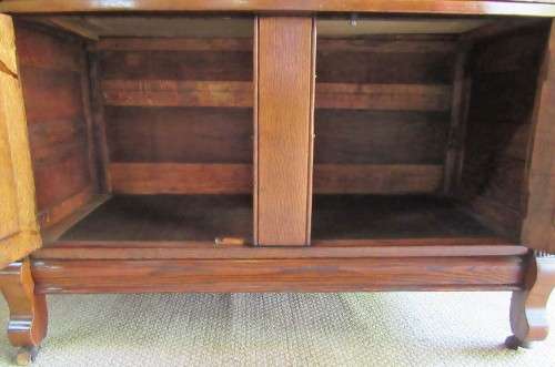 Antique Carved Oak Sideboard Buffet Server with Pillars Mirror & Candle Shelves