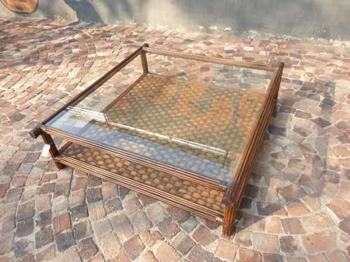 XL Cane Coffee table glass top table