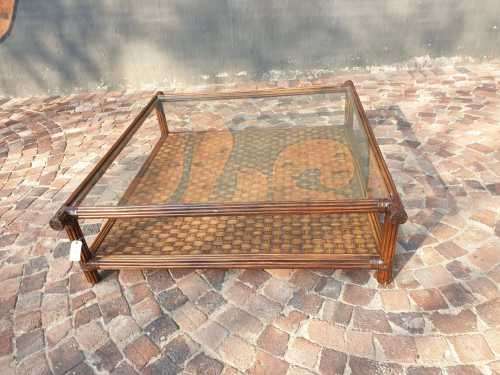 XL Cane Coffee table glass top table
