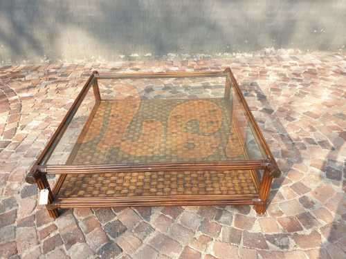 XL Cane Coffee table glass top table