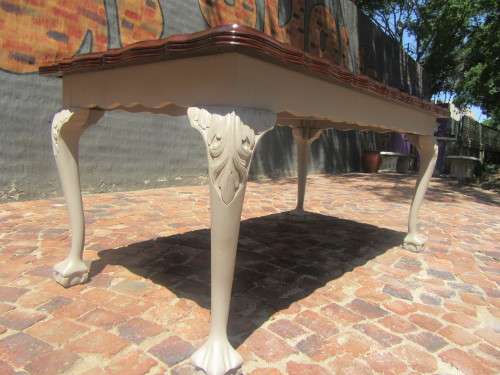 Gorgeous Antique Ball and Claw painted 6 Seater Dining room table! Hand carved detail