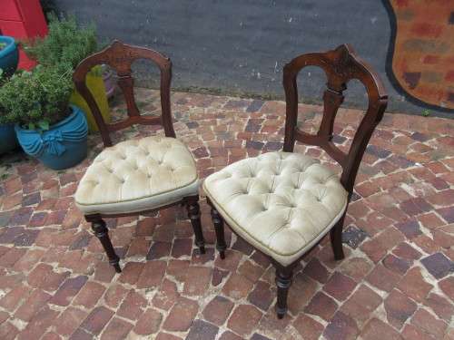 Pair of Victorian Mahogany Dining room chairs with beautiful carved detail