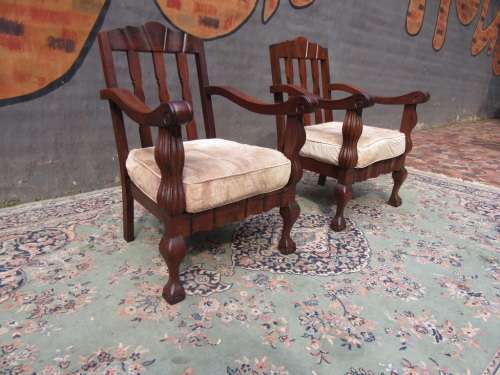 Pair of Ball and Claw Stink Wood occasional Chairs