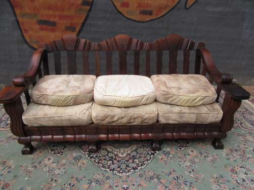 Large Ball and Claw Stink Wood three seater couch