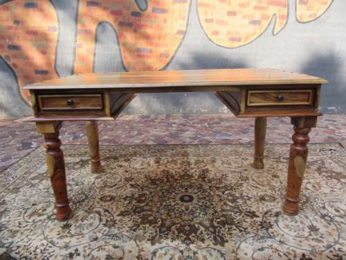 Solid Teak Coricraft desk with two drawers Stunning edges all around the sides