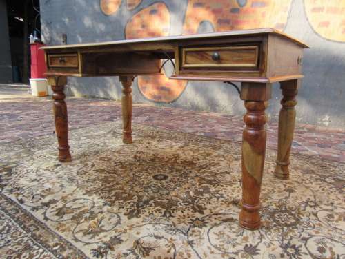 Solid Teak Coricraft desk with two drawers Stunning edges all around the sides