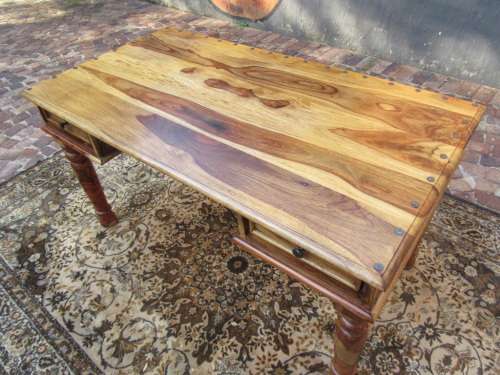 Solid Teak Coricraft desk with two drawers Stunning edges all around the sides