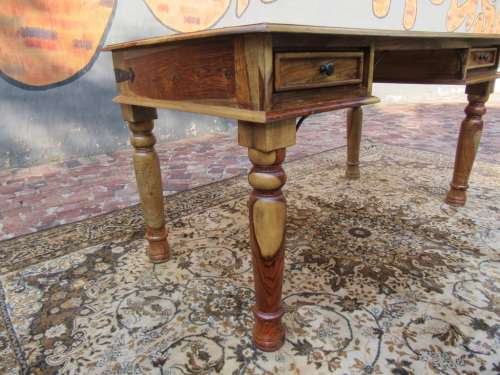 Solid Teak Coricraft desk with two drawers Stunning edges all around the sides