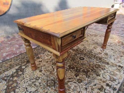 Solid Teak Coricraft desk with two drawers Stunning edges all around the sides